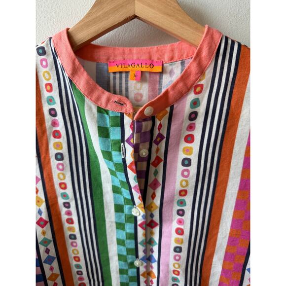 Vilagallo women's multi-color striped button down shirt size 36/2 - Picture 2 of 6